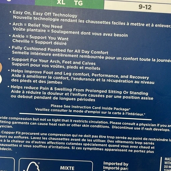 Copper Fit Black Compression Socks 2 Pack - Picture 3 of 4